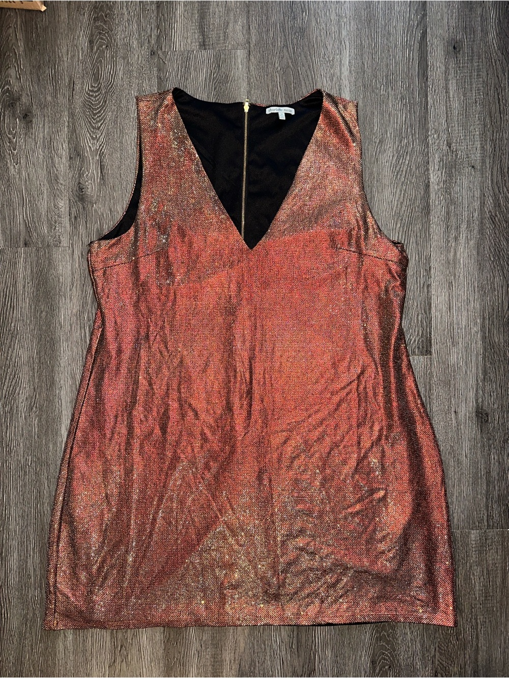Copper Sparkly Mini Dress - Gold Sequins